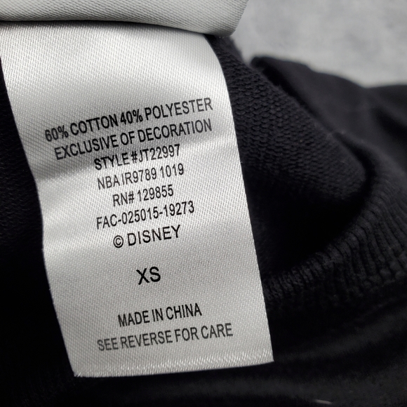 Disney Womens XS Disneyland Long Sleeve Top Black Silver Shimmer Spell Out NEW - Picture 7 of 10